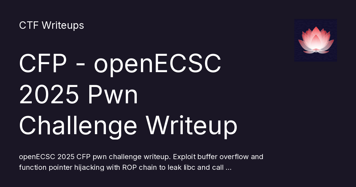 CFP - openECSC 2025 Pwn Challenge Writeup - CTF Writeups